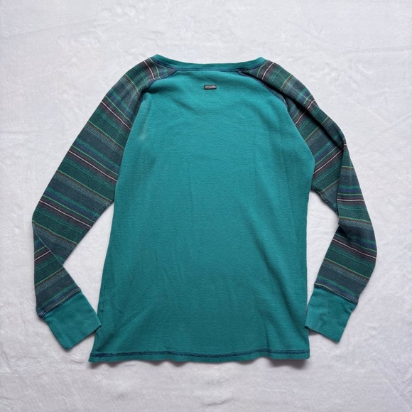 Columbia Long Sleeve Thermal Shirt Plaid Sleeve Teal XL Mens Womens Unisex - Picture 6 of 8